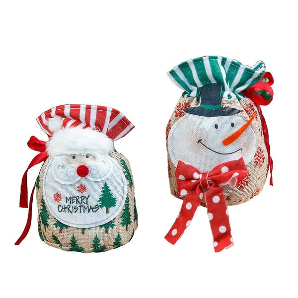 Jultomte Snögubbe Presentpåse Godispåse Julafton Äppelpåse Förvaringsväska