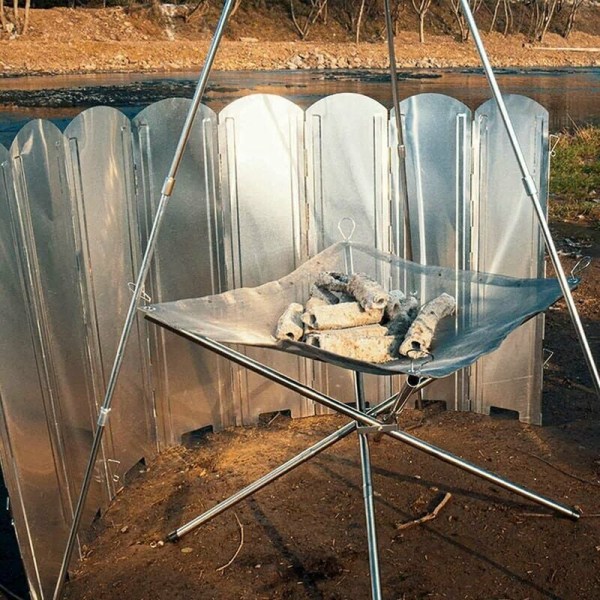 Campingspis Vindskydd Hopfällbar campingspis av aluminium med dragsko Picknick 117 40cm