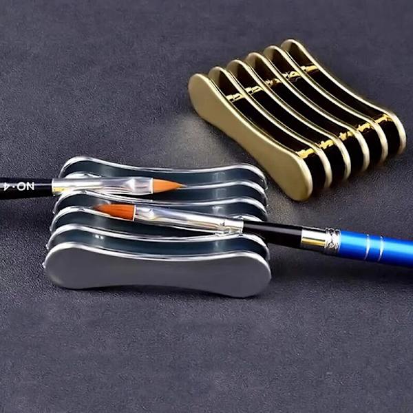 Nagelkonstborsthållare UV-gelpennadisplay Organizer Makeup Brush Stand för nageldesignverktyg Golden