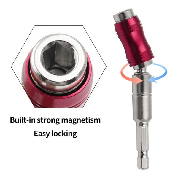 1/4" Hex Magnetic Rotary Bit Quick Change Pilot Bit Rotary Bit Holder til trange pladser Magnetisk Bit Holder (rød + sølv)