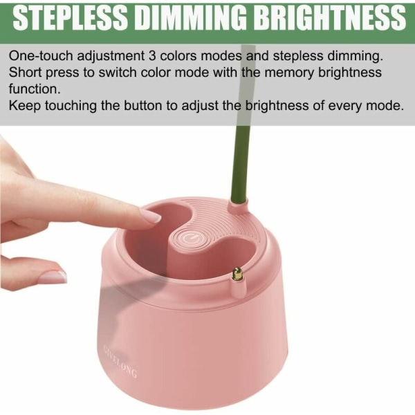 LED-bordslampe til børn, USB-genopladelig Flower Bird-bordlampe, læselampe med justerbar lys- og berøringssensor, soveværelsesdekorationslampe (pink)