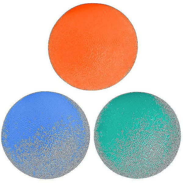 Handterapikulor Set av 3 Finger handled Osteoartrit Träning（Orange-blå-grön）