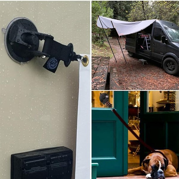 4 st tunga sugkoppsfästen svart sugkoppsfäste multifunktionell bilsugkopp bil sidotält camping presenning tillbehör T-Audace