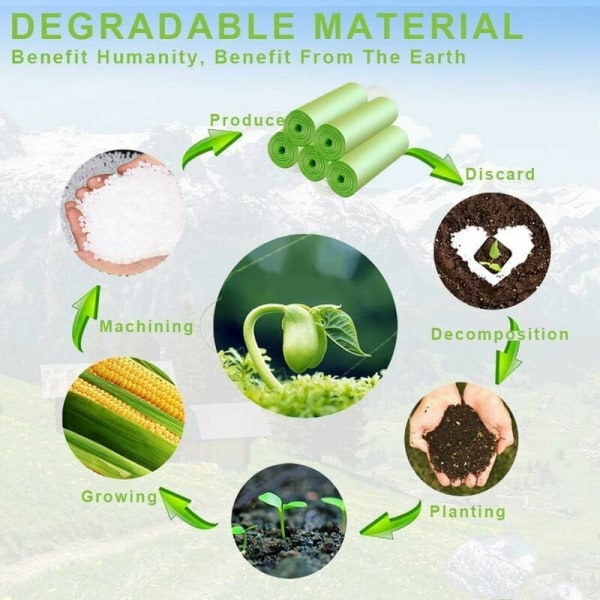 100 organiske affaldsposer, 30 liter hver, rivefaste, madaffaldsposer, 100% komposterbare og biologisk nedbrydelige.