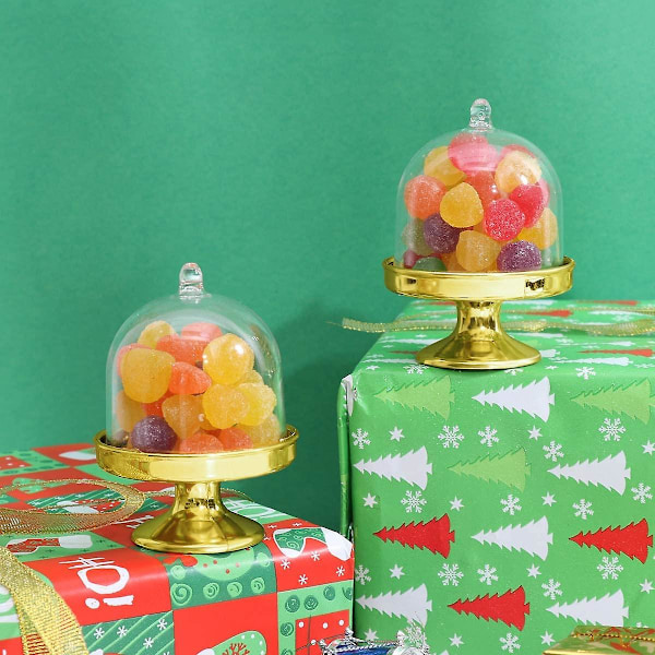 12 stycken mini godisbox, transparent plast macaron presentask med kupolformad lock transparent