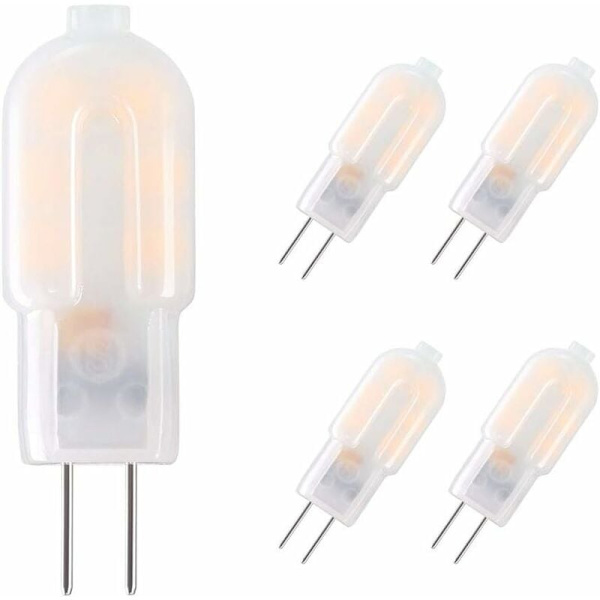 G4 LED Pære, 5-pak  Halogen Pære Ekvivalent, G4 2W LED Pære Energibesparende til Hættelys, DC 12V