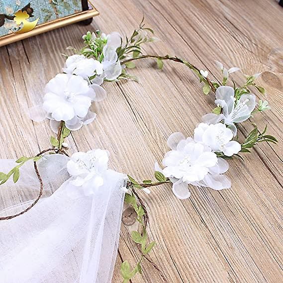 Bröllop Brudslöja Blomsterkrans Slöja Blomsterkrona Boho Lämplig för Bröllop Strand