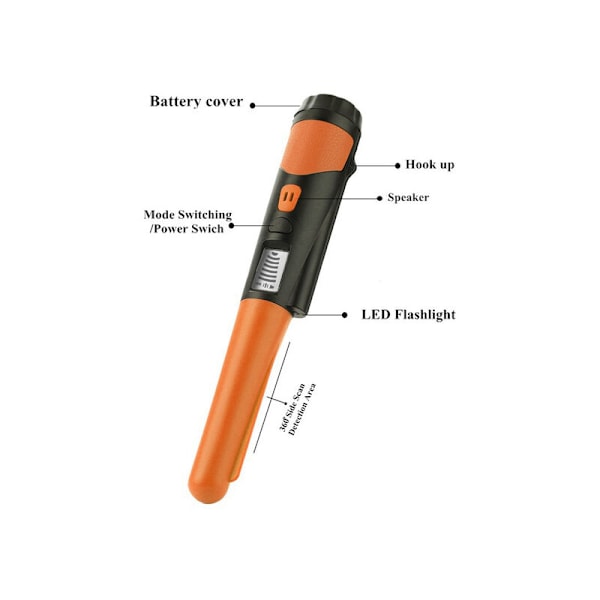 Metaldetektor Høj følsomhed Håndholdt metaldetektor En knap LED-display Gulddetektor Pointer Metaldetektor 1 stk (Orange)