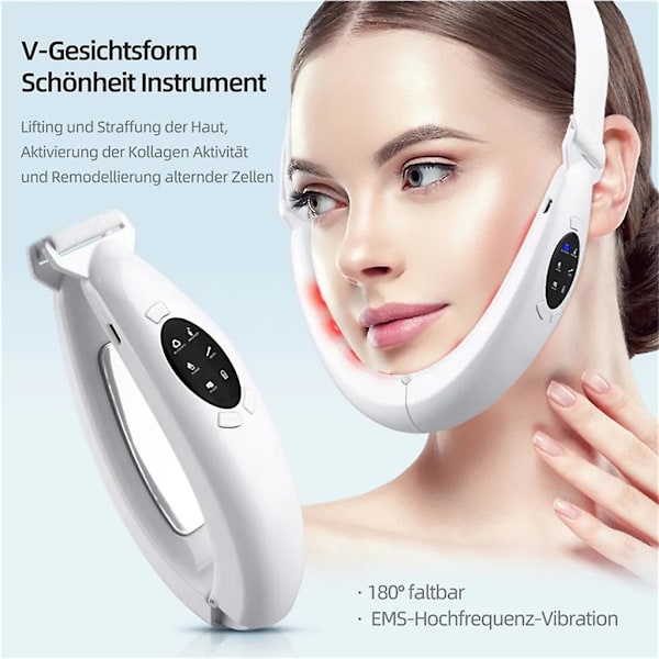 Ansiktslyftningsapparat Massager Mikroström V-formad Ansiktsvibrationsmassager Dubbelhaka Minska Ansiktslyftning(vit)-9-26
