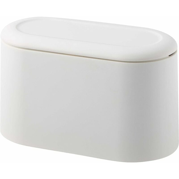 Mini Counter soptunna Press Kanister Lock Papperskorgen Makeup Hållare Sminkbord Badrum Kök Bil Skrivbord (Klarvit)