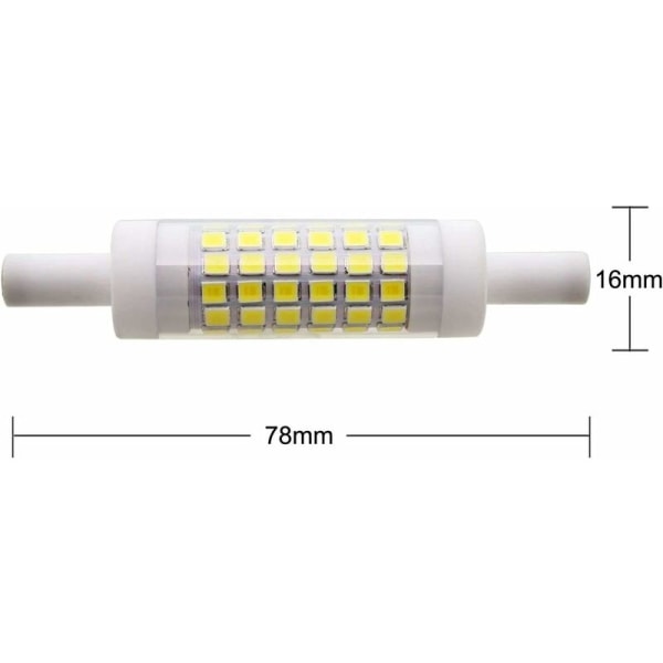 2 LED-lampor R7S 78 mm 5W 15 x 78 mm, Kallvit 6000K, 220V