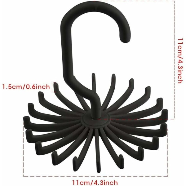 Solmiohylly, 360° kääntyvä solmioteline, 20 haaranauhaa miehille, säädettävä organizer (musta solmiopidike (11 x 11 x 12 cm))