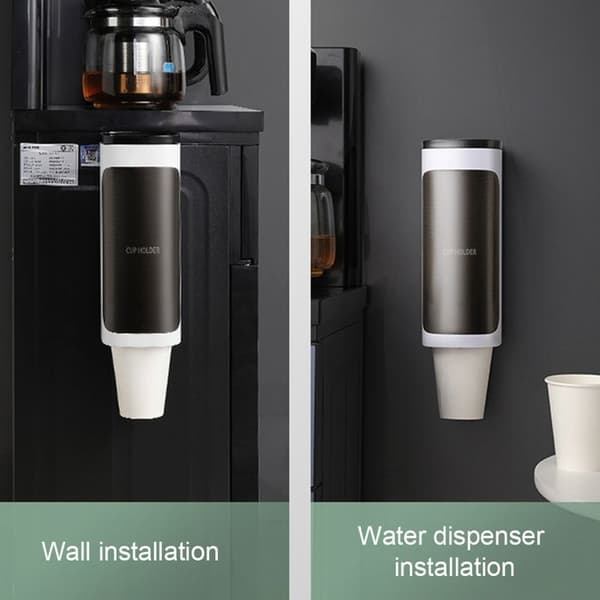 1 muggdispenser, självhäftande montering, väggmontering, horisontell och vertikal design, för kök och kontor.
