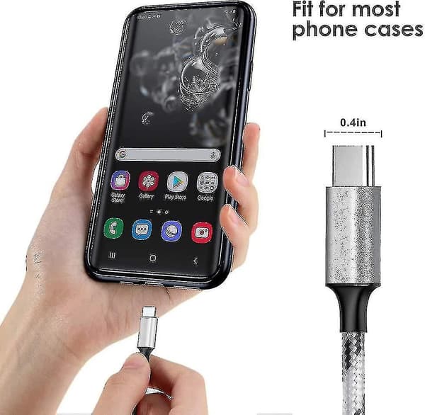 2 st Multi Usb Laddningskabel, 4 Ft Nylon Flätad, 3 i 1 Usb Snabbladdning (Silver - 2 st)