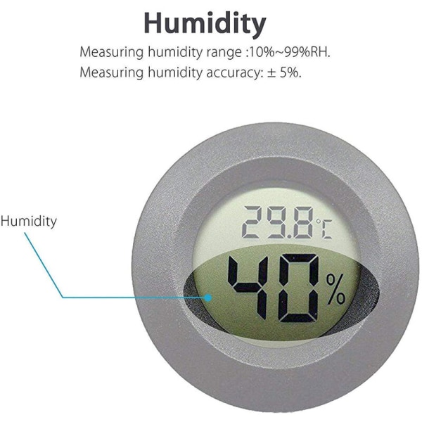 Sæt med 2 mini hygrometer termometer digital LCD-skærm udendørs indendørs fugtighedsmåler til luftfugter affugter drivhus