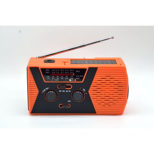 1 kpl tasku- ja lukuvalolla, kannettava camping AM FM NOAA sääradio, 2000mAh power - oranssi