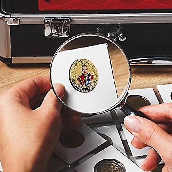 King Charles Coronation Coin, King Charles Iii minnesmynt, brittisk King Stereo Präglat färgtryck, SamlarmyntFärgt guld