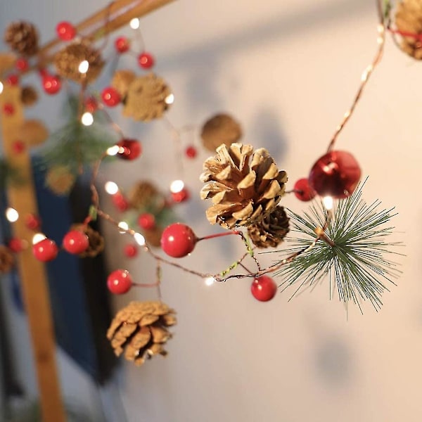 Julgransljus med Julkula, Tallbarr, Tallkottar, Krans, Trädgirlang