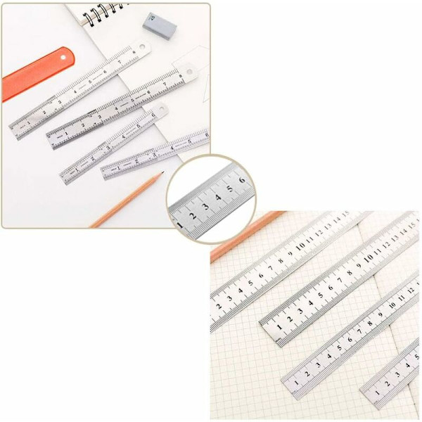 Rostfritt stål rak metall precision linjal Triomphe Kit linjal 15cm (6&39&39), 20cm (8&39&39), 30cm (12&39&39) Silver rostfritt stål linjal 3 st