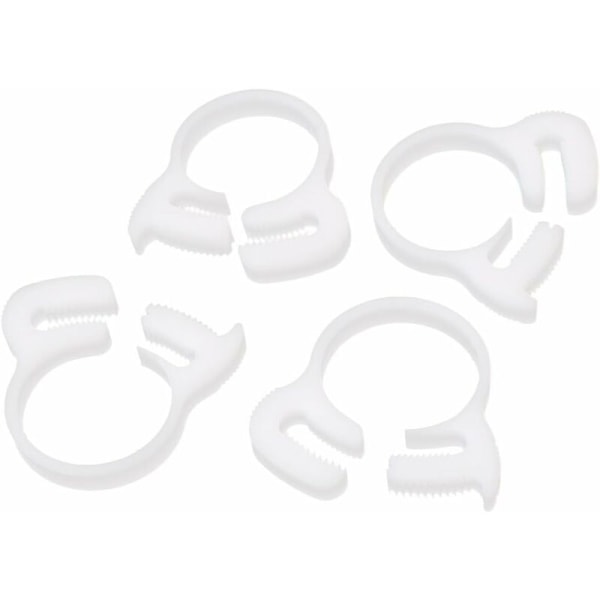 Rørklemme, slangeklemme, klemme, dobbelt skraldefiksering, hvid plast, 4 stk., 21,5 mm-23,5 mm