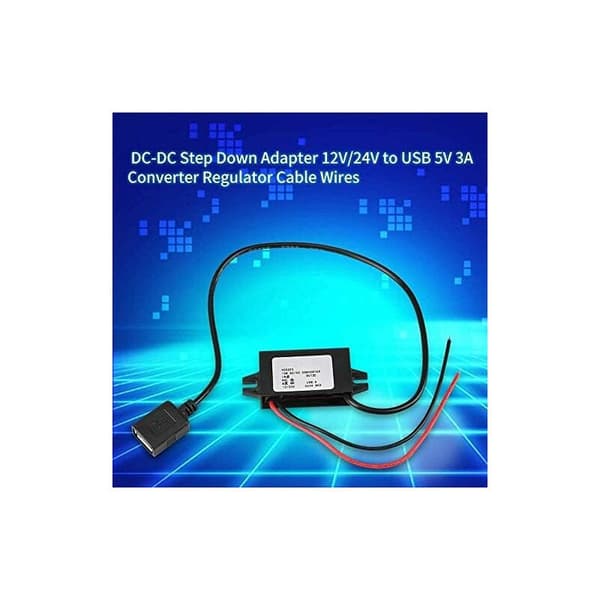 DC 12V/24V til 5V 3A step-down adapter strømkonverter USB-udgang strømforsyningsmodul transformer regulator