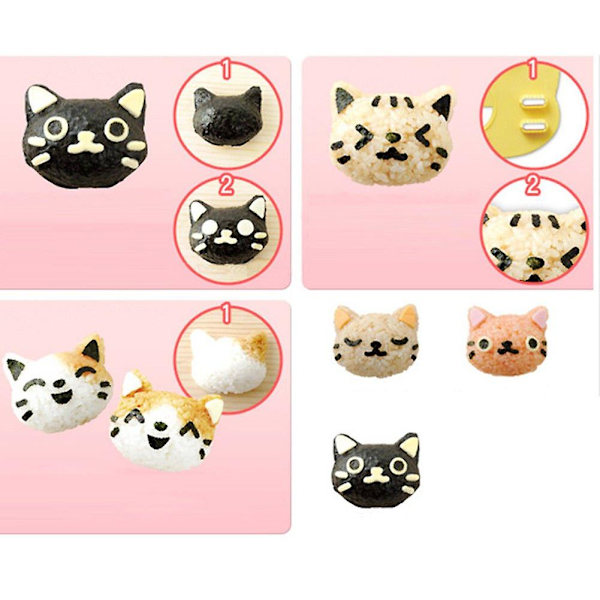 Risbollform Set Katt Söta Risbollform Sushiform Mönster Sushi Kök Risform Sandwich Diy Köksverktyg