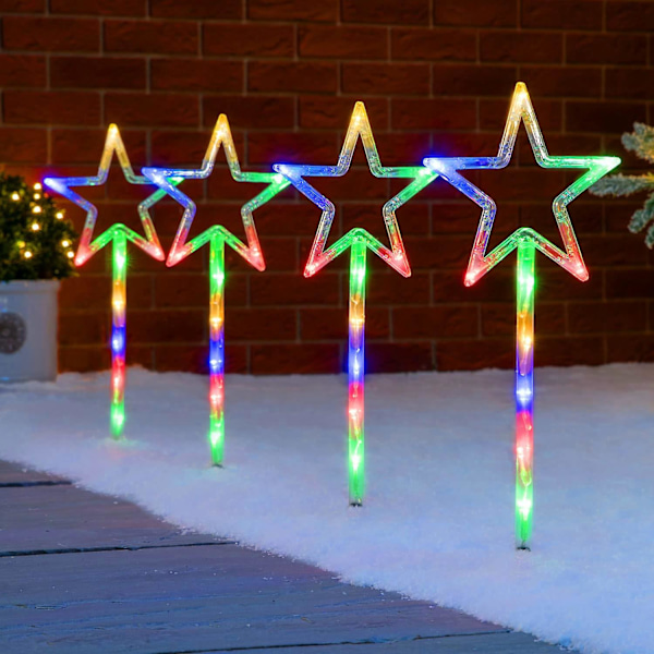 Star Path Lights Led Christmas Outdoor Pathway Dekorationer Batteridriven set av 4 (multi LED)