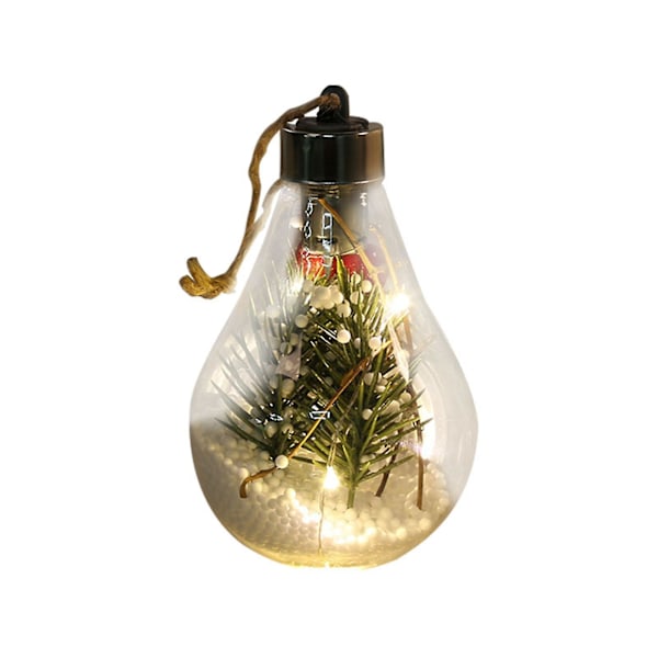 Julkula med LED-ljus, Transparent Julkula, Julgranshänge, Glödande