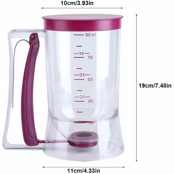 Smetdispenser - Manuellt bakverktyg för pannkaka Våffelmåttkopp Våffeljärn 900ml