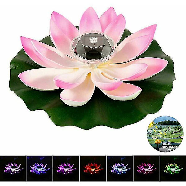 Aurinkovoimalla toimiva LED- \"lotus-kukka\" kelluva lampi allas yövalo