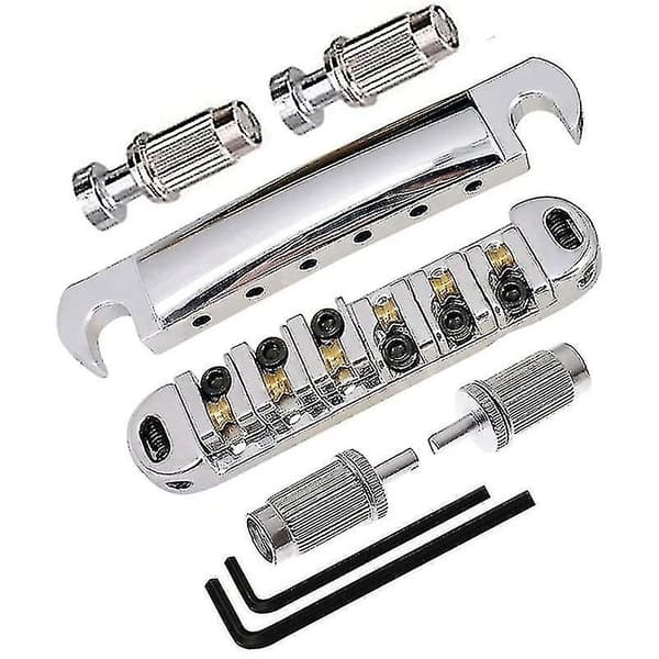 För Lp Sg Elgitarr Metall Gitarrstall Låsande Tune-o-matic Stall Och Stränghållare Set, Silver