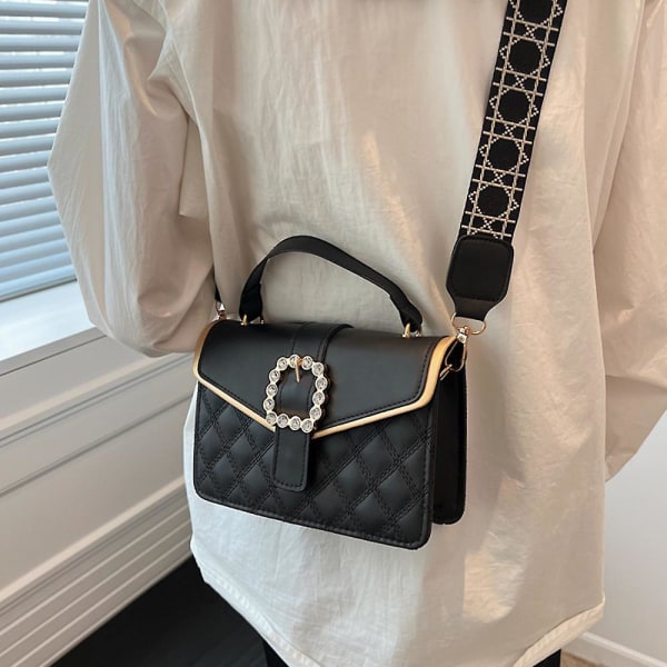 Axelväska för kvinnor Läder Handväska Crossbody Väskor Med Kedjerem Rea Svart