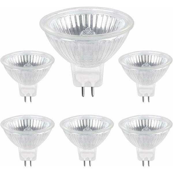 Halogenpære GU5.3 35W 12V, 400lm varm hvid 2700K dæmpbar, MR16 Halogen Spotlys pære, pakke med 6