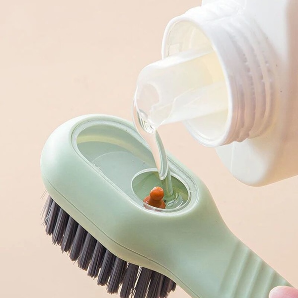 Skoborste med automatisk vätskeutmatning, djuprengöring, mjuka borst, rengöringsborste för hushållstvätt för daglig användning (vit, 1 st)