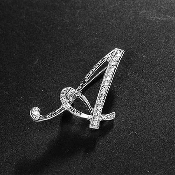 Rhinestone Initial Bokstav Brosch För Kvinnor Hantverk Silver