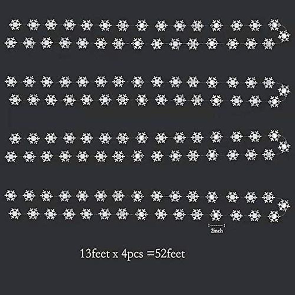 Silver Snowflake Garland - Vinterunderland Festdekoration, Julgranshängande Dekor, Streamer, Banner för Frozen Födelsedag, Semester, Nytt År, W