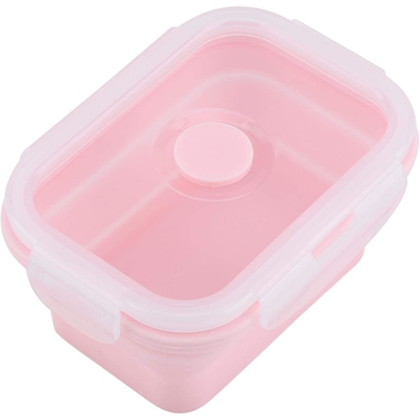 Vikbar matbehållare, matlåda i silikon för barn och lunchlåda för vuxna (1200 ml-rosa)