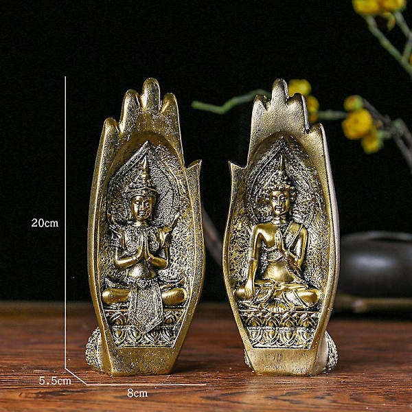 1 set Buddha-händer sittande hartsstaty, buddhistisk staty Zen hem/buddhistiskt tempel dekoration present