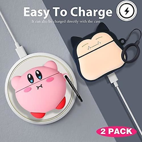 2-pack Gkv-fodral för AirPods 3, för Airpod 3 (2021), Unik Rolig Kul Kawaii Söt 3D-tecknad Design Air Pods 3:e generationens Silikonfodral för Flickor