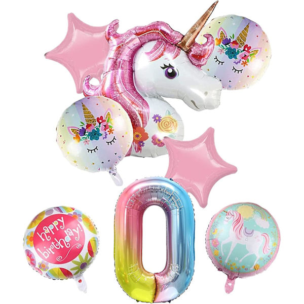 Enhjørning Ballonger For 10/20/30/40/50/60/70/80/90/100 (bare Nummer 0)