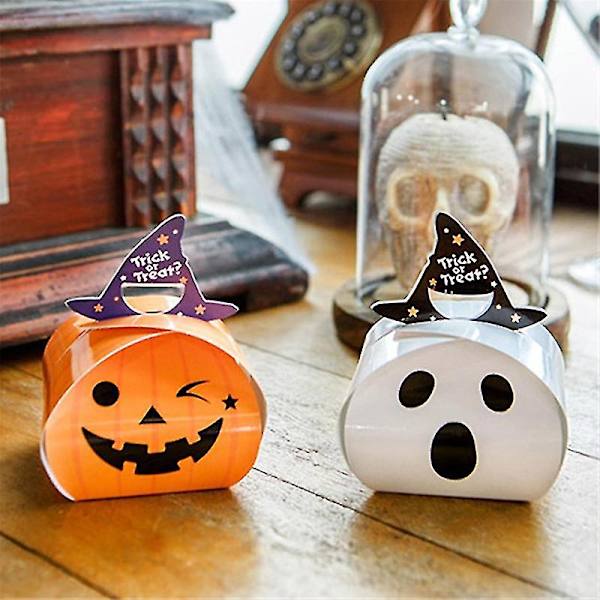 50 st Halloween godisaskar Papperspresentask Pumpa Spöke Godispåsar Trick Or Tre