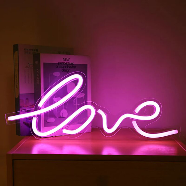 LED Neon Lysskilt KÆRLIGHED Nattelys USB med Akryl Bagplade Hjem Fest Bryllup Bar Dekorativ Lampe