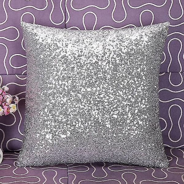 Kastkuddeöverdrag i enfärgad glitter med paljetter - Café Heminredning