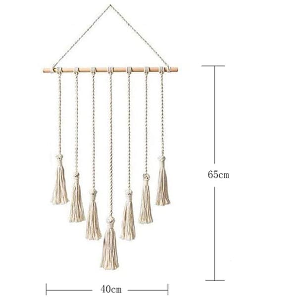 40 65cm Väggbonad i Makramé med Tofsar Väggkonst Boho Heminredning för Vardagsrum Sovrum Barnrum Sovrum Beige