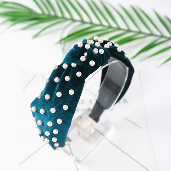 Hodebånd for kvinner - Perlehodeband - 1 stk. Tvinnet kunstig perlefløyelshodeband Elegant Bling Hårklipp Hårnåler Hodeplagg Barrette Stylingverktøy Tilbehør