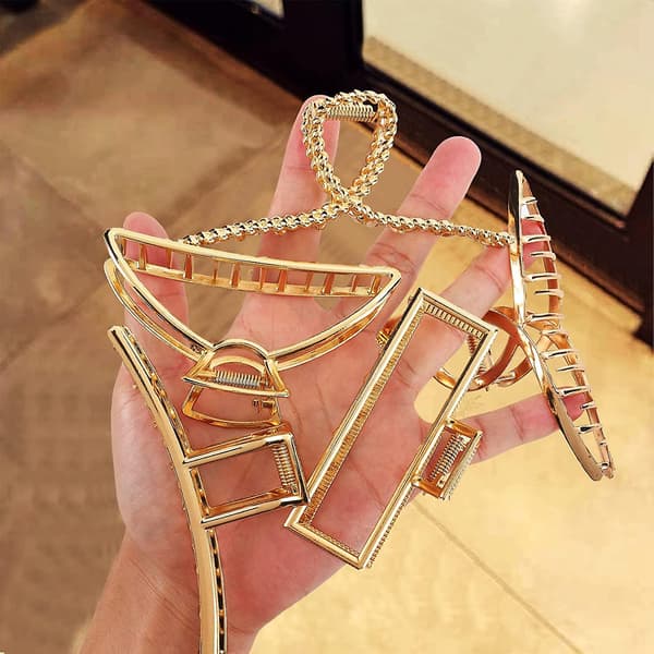 5 stycken hårklämmor i metall 4 tum halkfria hårkrabbor eleganta starka grepp håraccessoarer