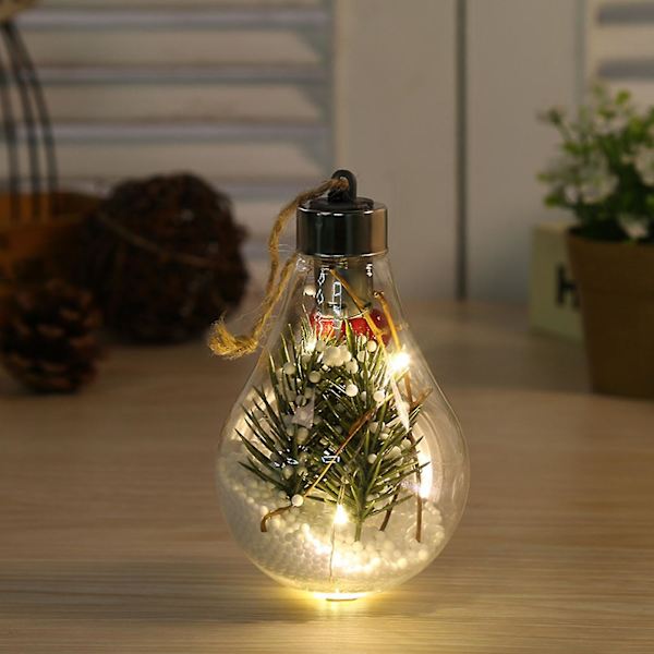 Julkula med LED-ljus, Transparent Julkula, Julgranshänge, Glödande