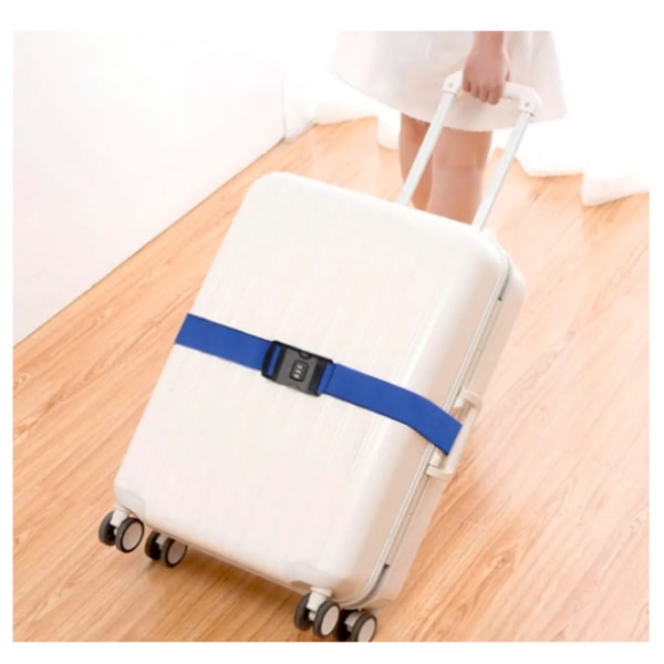 2 resväska rem bagagerem med lösenordslås set svart + blå justerbart resväska bälte bagagerem resväska rem bagagerem resväska