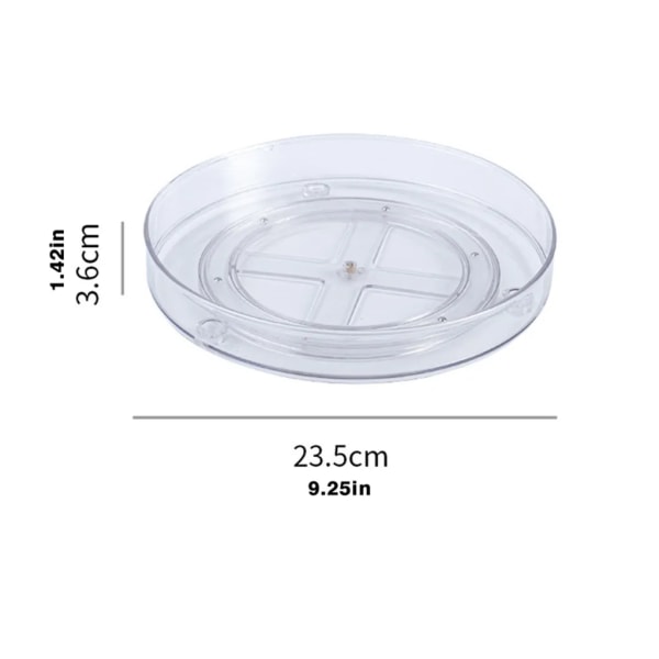 Lazy Susan Snurrbord, Snurrbord Kök Kylskåpsarrangör, 23,5x3,6cm 360 Roterande Kryddställ för Garderob, Badrum, Under Diskho, Klar