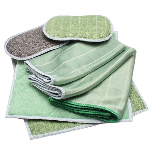 Set med 6 bambu-mikrofiberdukar för fönster, spegel, kakel, kropp, hushåll, badrum